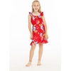 image:imageGirl Ruffle Wrap Hawaiian Luau Dress and Hat with Matching Band in Hibiscus Red Size 2