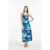 image:imageWomens Hawaiian Maxi Sweetheart Dress Signature Prints  Sweetheart Neckline Soft Rayon Fabric Signature Floral Prints Lightweight Comfort Resort Vacation WearSunset Blue