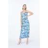image:imageWomens Hawaiian Maxi Sweetheart Dress Signature Prints  Sweetheart Neckline Soft Rayon Fabric Signature Floral Prints Lightweight Comfort Resort Vacation WearSimply Blue Leaf