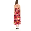 image:imageWomens Hawaiian Maxi Sweetheart Dress Signature Prints  Sweetheart Neckline Soft Rayon Fabric Signature Floral Prints Lightweight Comfort Resort Vacation WearSunset Red