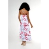 image:imageWomens Hawaiian Maxi Sweetheart Dress Signature Prints  Sweetheart Neckline Soft Rayon Fabric Signature Floral Prints Lightweight Comfort Resort Vacation WearMisty Lotus White