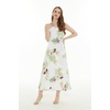 image:imageWomens Hawaiian Maxi Sweetheart Dress Signature Prints  Sweetheart Neckline Soft Rayon Fabric Signature Floral Prints Lightweight Comfort Resort Vacation WearPineapple Garden White