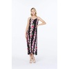 image:imageWomens Hawaiian Maxi Sweetheart Dress Signature Prints  Sweetheart Neckline Soft Rayon Fabric Signature Floral Prints Lightweight Comfort Resort Vacation WearPink Black Hibiscus Vine