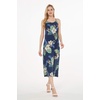 image:imageWomens Hawaiian Maxi Sweetheart Dress Signature Prints  Sweetheart Neckline Soft Rayon Fabric Signature Floral Prints Lightweight Comfort Resort Vacation WearPineapple Garden Navy  Hat