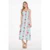 image:imageWomens Hawaiian Maxi Sweetheart Dress Signature Prints  Sweetheart Neckline Soft Rayon Fabric Signature Floral Prints Lightweight Comfort Resort Vacation WearPink Turquoise Hibiscus Vine