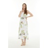image:imageWomens Hawaiian Maxi Sweetheart Dress Signature Prints  Sweetheart Neckline Soft Rayon Fabric Signature Floral Prints Lightweight Comfort Resort Vacation WearPineapple Garden White