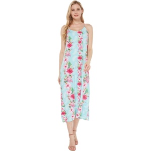 image:imageWomens Hawaiian Maxi Sweetheart Dress Signature Prints  Sweetheart Neckline Soft Rayon Fabric Signature Floral Prints Lightweight Comfort Resort Vacation WearPink Turquoise Hibiscus Vine