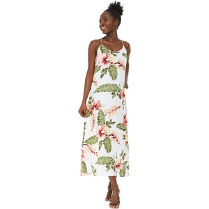 image:imageWomens Hawaiian Maxi Sweetheart Dress Signature Prints  Sweetheart Neckline Soft Rayon Fabric Signature Floral Prints Lightweight Comfort Resort Vacation WearRafelsia Cream
