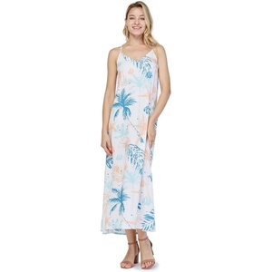 image:imageWomens Hawaiian Maxi Sweetheart Dress Signature Prints  Sweetheart Neckline Soft Rayon Fabric Signature Floral Prints Lightweight Comfort Resort Vacation WearSandy Beach Cream