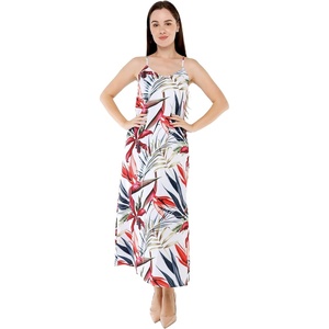 image:imageWomens Hawaiian Maxi Sweetheart Dress Signature Prints  Sweetheart Neckline Soft Rayon Fabric Signature Floral Prints Lightweight Comfort Resort Vacation WearGarden at Dawn