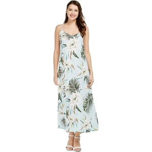 image:imageWomens Hawaiian Maxi Sweetheart Dress Signature Prints  Sweetheart Neckline Soft Rayon Fabric Signature Floral Prints Lightweight Comfort Resort Vacation WearWispy Cereus Light Blue