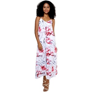 image:imageWomens Hawaiian Maxi Sweetheart Dress Signature Prints  Sweetheart Neckline Soft Rayon Fabric Signature Floral Prints Lightweight Comfort Resort Vacation WearMisty Lotus White