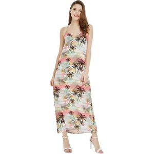 image:imageWomens Hawaiian Maxi Sweetheart Dress Signature Prints  Sweetheart Neckline Soft Rayon Fabric Signature Floral Prints Lightweight Comfort Resort Vacation WearPastel Neon Sunset