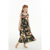 image:imageFamily Matching Hawaiian Clothes Black Rafelsia  Lightweight 100 rayon  Family matching outfits  Beach vacations  Luaus  Cruises  Family photosGirl Maxi Tiered