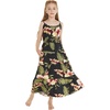 image:imageFamily Matching Hawaiian Clothes Black Rafelsia  Lightweight 100 rayon  Family matching outfits  Beach vacations  Luaus  Cruises  Family photosGirl Maxi Tiered