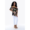image:imageFamily Matching Hawaiian Clothes Black Rafelsia  Lightweight 100 rayon  Family matching outfits  Beach vacations  Luaus  Cruises  Family photosWomen Offshoulder Ruffle Top