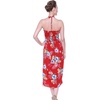 image:imageWomens Hawaiian Luau Halter Dress in Signature Prints  Sleeveless halter dress highlow hem Hawaiian floral print soft rayon machine washable luau beach cruise partyHibiscus Red