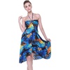 image:imageWomens Hawaiian Luau Halter Dress in Signature Prints  Sleeveless halter dress highlow hem Hawaiian floral print soft rayon machine washable luau beach cruise partyBlue Sunset