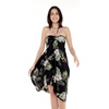 image:imageWomens Hawaiian Luau Halter Dress in Signature Prints  Sleeveless halter dress highlow hem Hawaiian floral print soft rayon machine washable luau beach cruise partyPineapple Garden Black