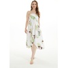 image:imageWomens Hawaiian Luau Halter Dress in Signature Prints  Sleeveless halter dress highlow hem Hawaiian floral print soft rayon machine washable luau beach cruise partyPineapple Garden White