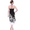 image:imageWomens Hawaiian Luau Halter Dress in Signature Prints  Sleeveless halter dress highlow hem Hawaiian floral print soft rayon machine washable luau beach cruise partyIndri Black