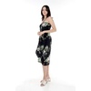 image:imageWomens Hawaiian Luau Halter Dress in Signature Prints  Sleeveless halter dress highlow hem Hawaiian floral print soft rayon machine washable luau beach cruise partyPineapple Garden Black