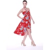 image:imageWomens Hawaiian Luau Halter Dress in Signature Prints  Sleeveless halter dress highlow hem Hawaiian floral print soft rayon machine washable luau beach cruise partyHibiscus Red