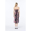 image:imageWomens Hawaiian Luau Halter Dress in Signature Prints  Sleeveless halter dress highlow hem Hawaiian floral print soft rayon machine washable luau beach cruise partyPink Black Hibiscus Vine