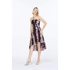 image:imageWomens Hawaiian Luau Halter Dress in Signature Prints  Sleeveless halter dress highlow hem Hawaiian floral print soft rayon machine washable luau beach cruise partyPink Black Hibiscus Vine
