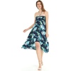 image:imageWomens Hawaiian Luau Halter Dress in Signature Prints  Sleeveless halter dress highlow hem Hawaiian floral print soft rayon machine washable luau beach cruise partyOrchid Breeze Navy