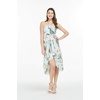 image:imageWomens Hawaiian Luau Halter Dress in Signature Prints  Sleeveless halter dress highlow hem Hawaiian floral print soft rayon machine washable luau beach cruise partyWispy Cereus Light Blue