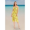 image:imageWomens Hawaiian Luau Halter Dress in Signature Prints  Sleeveless halter dress highlow hem Hawaiian floral print soft rayon machine washable luau beach cruise partyGarden Poppy Yellow