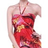 image:imageWomens Hawaiian Luau Halter Dress in Signature Prints  Sleeveless halter dress highlow hem Hawaiian floral print soft rayon machine washable luau beach cruise partyRed Sunset