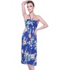 image:imageWomens Hawaiian Luau Halter Dress in Signature Prints  Sleeveless halter dress highlow hem Hawaiian floral print soft rayon machine washable luau beach cruise partyHibiscus Blue