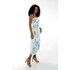 image:imageWomens Hawaiian Luau Halter Dress in Signature Prints  Sleeveless halter dress highlow hem Hawaiian floral print soft rayon machine washable luau beach cruise partyPacific Palm Cream
