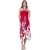 image:imageWomens Hawaiian Luau Halter Dress in Signature Prints  Sleeveless halter dress highlow hem Hawaiian floral print soft rayon machine washable luau beach cruise partyIndri Pink