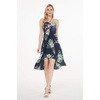 image:imageWomens Hawaiian Luau Halter Dress in Signature Prints  Sleeveless halter dress highlow hem Hawaiian floral print soft rayon machine washable luau beach cruise partyPineapple Garden