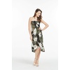 image:imageWomens Hawaiian Luau Halter Dress in Signature Prints  Sleeveless halter dress highlow hem Hawaiian floral print soft rayon machine washable luau beach cruise partyWispy Cereus Black