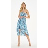 image:imageWomens Hawaiian Luau Halter Dress in Signature Prints  Sleeveless halter dress highlow hem Hawaiian floral print soft rayon machine washable luau beach cruise partySimply Blue Palms