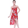 image:imageWomens Hawaiian Luau Halter Dress in Signature Prints  Sleeveless halter dress highlow hem Hawaiian floral print soft rayon machine washable luau beach cruise partyHibiscus Red