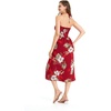 image:imageWomens Hawaiian Luau Halter Dress in Signature Prints  Sleeveless halter dress highlow hem Hawaiian floral print soft rayon machine washable luau beach cruise partyPineapple Garden Burgundy