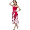 image:imageWomens Hawaiian Luau Halter Dress in Signature Prints  Sleeveless halter dress highlow hem Hawaiian floral print soft rayon machine washable luau beach cruise partyIndri Pink