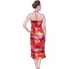 image:imageWomens Hawaiian Luau Halter Dress in Signature Prints  Sleeveless halter dress highlow hem Hawaiian floral print soft rayon machine washable luau beach cruise partyRed Sunset