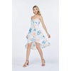 image:imageWomens Hawaiian Luau Halter Dress in Signature Prints  Sleeveless halter dress highlow hem Hawaiian floral print soft rayon machine washable luau beach cruise partySandy Beach Cream