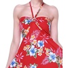 image:imageWomens Hawaiian Luau Halter Dress in Signature Prints  Sleeveless halter dress highlow hem Hawaiian floral print soft rayon machine washable luau beach cruise partyHibiscus Red