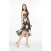 image:imageWomens Hawaiian Luau Halter Dress in Signature Prints  Sleeveless halter dress highlow hem Hawaiian floral print soft rayon machine washable luau beach cruise partyWispy Cereus Black