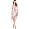image:imageWomens Hawaiian Luau Halter Dress in Signature Prints  Sleeveless halter dress highlow hem Hawaiian floral print soft rayon machine washable luau beach cruise partyPink Hibiscus Vine