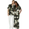 image:imageMatchable Couple Hawaiian Shirt or Jumpsuit Signature Prints Orchid Breeze  Sold Individually Matchable Couple Collection Soft Rayon Fabric Signature Tropical Prints Vacation ReadyWomen Wispy Cereus Black