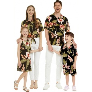 image:imageFamily Matching Hawaiian Clothes Black Rafelsia  Lightweight 100 rayon  Family matching outfits  Beach vacations  Luaus  Cruises  Family photosGirl Ruffle Tank