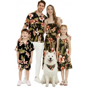 image:imageFamily Matching Hawaiian Clothes Black Rafelsia  Lightweight 100 rayon  Family matching outfits  Beach vacations  Luaus  Cruises  Family photosGirl Shift